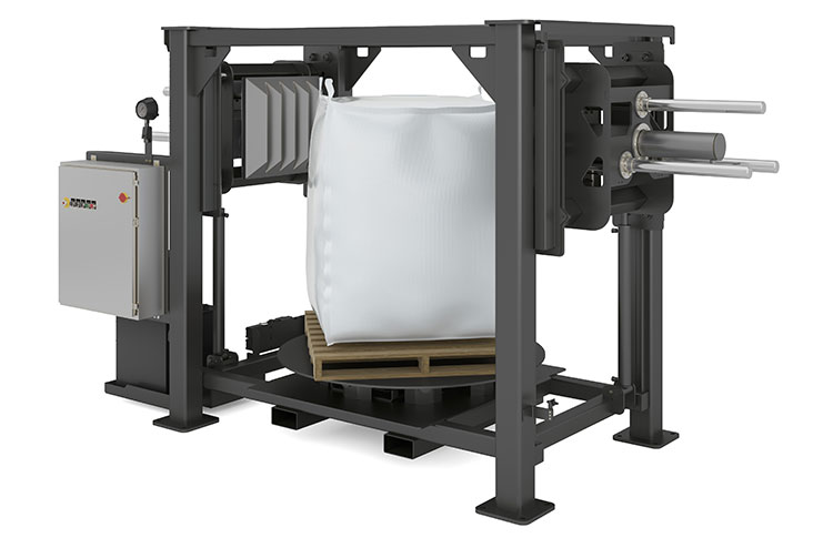 Bulk Bag Conditioner with Vertical Adjustable Ram Positioning